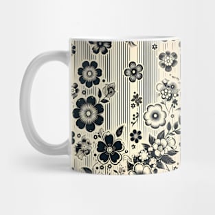 Black and Beige Floral Mug